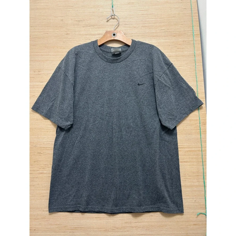 Nike Mens Short Sleeve Embroidered Swoosh‎ Logo T-Shirt Charcoal Grey Large